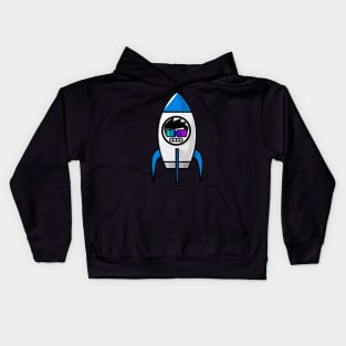 Space nerd in a rocket to outer space Kids Hoodie